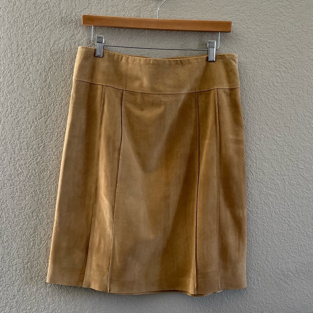 Ann Taylor Tan Genuine Suede Skirt NWT